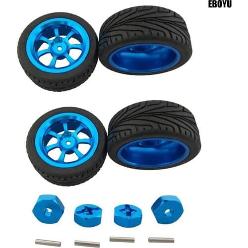 4pcs * Adapter + 4pcs Alloy Rims and Tires RC Car Wheels for Wltoys A959-B A979-B A959 A969 A949 A979 K929 A969-B K929-B RC Car