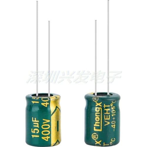 400v15uf high frequency low resistance long life high temperature 105 degree plug-in electrolytic capacitor 15uF 400V 10x13