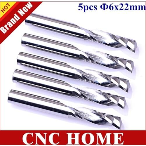 5pc Quality One Flute 6mm Carbide Milling Cutter 1/4" CNC End Mill Tool for Wood Strawberry Mill Single Flute Acrylc Milling Bit