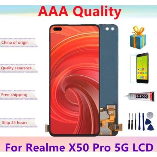 AMOLED Display Replace 6.44" For Realme X50 Pro 5G LCD Touch Digitizer Screen Assembly RMX2075 RMX2071 RMX2076