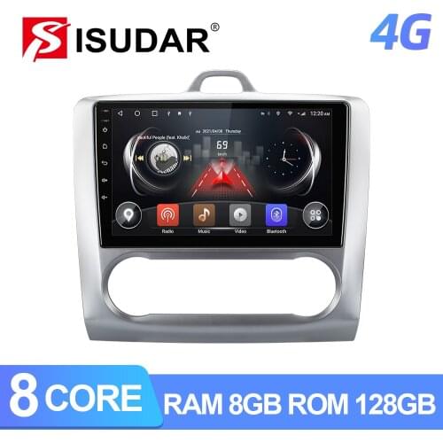 ISUDAR T72 QLED Android 10 Car Radio For Ford Focus 2 Mk 2 2004-2011 GPS Navigation Multimedia 8 Core RAM 6G 4G Carplay No 2din