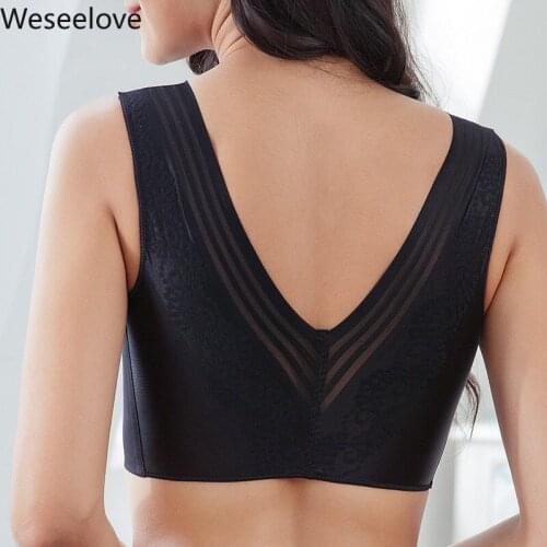 Weseelove Seamless Bras Sports Bra Full Cup Push-up Vest Type Plus Size Large Lingerie Black Color Womens Underwear B06-3