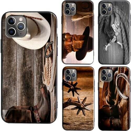 Cowboy Cowgirl Boots Spur Hat Case For iPhone 11 12 Pro Max mini SE 2020 6S 8 7 Plus X XR XS Max Back Cover Shell