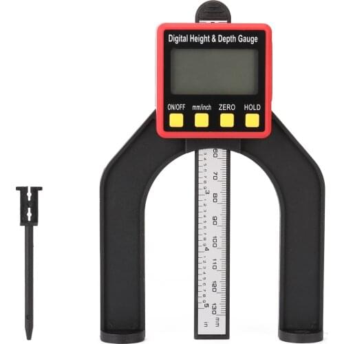 0-80mm 0.01mm LCD Digital Display Height Depth Counting Depth Meter Woodworking Depth Gauge Altimeter Woodworking Ruler Caliper