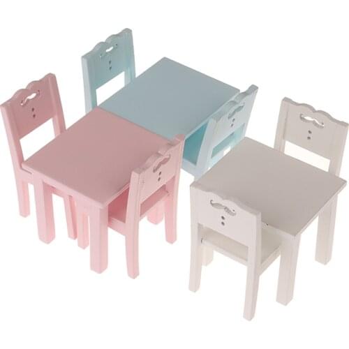 Wooden Dining Table Chair Model Sets Simulation Dollhouse Accessory Decoration 1:12 Dollhouse Furniture Miniature