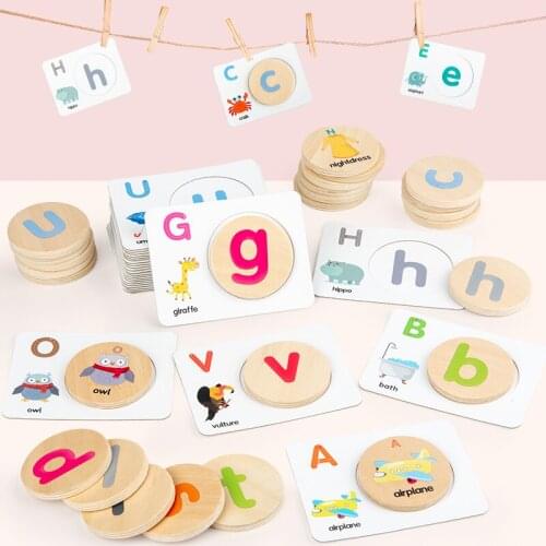 Baby Wooden Educational Letter Puzzle Toys Alphabet Matching Game Montessori Educational Learning Words Aids Toys For Children