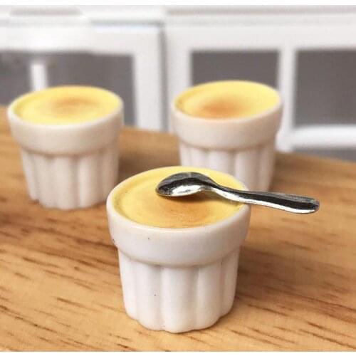 G07-X137 children baby gift Toy 1:12 Dollhouse mini Furniture Miniature rement Doll accessories Milk egg pudding 3pcs/set