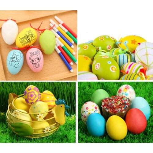 Kids DIY Plastc Easter Eggs With Pen Children Painting Toys Haning Easter Decorations For Home Party Favors
