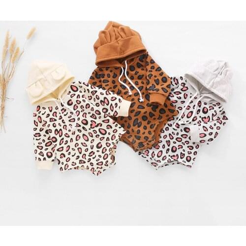 Baby Boys Girls Clothing 2020 New Spring Autumn Fashion Leopard Printing Hooded Long Sleeve Romper Newborn Casual Home Jumpsuit