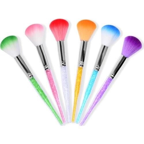 For Nail Care Multi Purpose Long Handle Nail Art Clean Tool Remove Dust Powder with Drill Nail Brush 1Pcs DIY Handmade