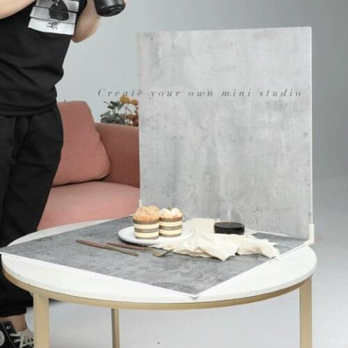 Roadfisher Double Sides Wood Cement Marble Grain PVC Photography Background Backdrop Prop Board For Photo Studio Food Jewelry