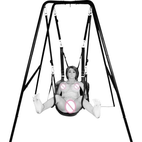 Flirt Essential Sex Furnitures Quality Leather Iron Tube Sling Leather Bed Hammock and Pillow Bondage Sex Swing Chair for Couple