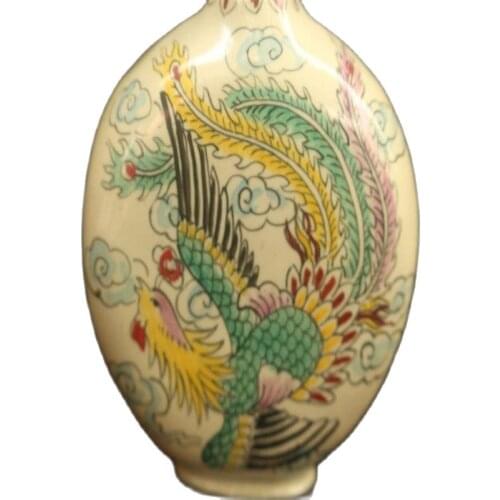 China Old Beijing used old snuff bottleox enamel painted Dragon phoenix snuff bottle