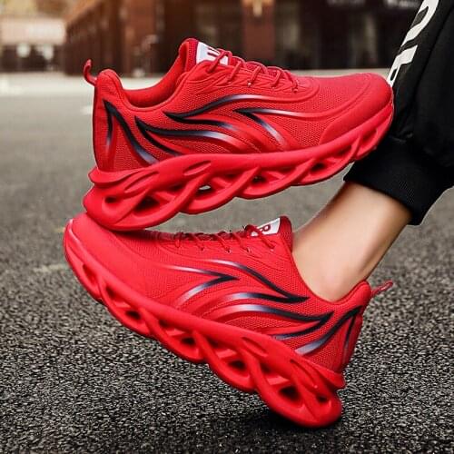 Mens Flame Printed Sneakers Flying Weave Sports Shoes Comfortable Running Elastic sole Shoes Outdoor Men Athletic Shoes