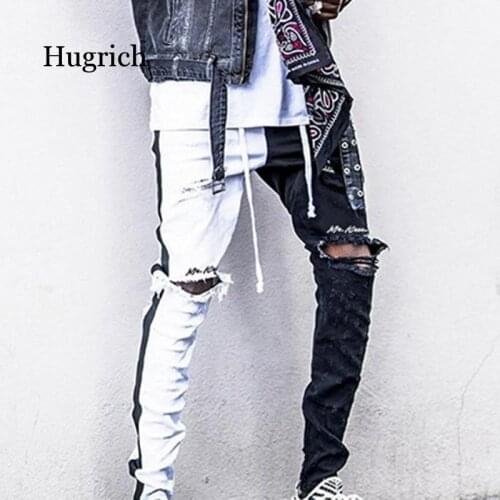 2021 Men Stylish Ripped Jeans Pants Biker Skinny Slim Straight Frayed Denim Trousers New Fashion Skinny Jeans Men Clothes