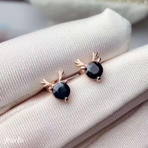 Natural And Real Sapphire Earrings 925 Sterling Silver Gemstone Stud Earrings for Women Fine Jewelry New