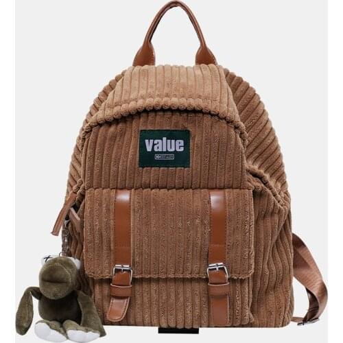 New Corduroy Girls Backpack Versatile Campus School Bags Portable Versatile Small Shoulder Bags Gift Shopping Wallet Luggage Box