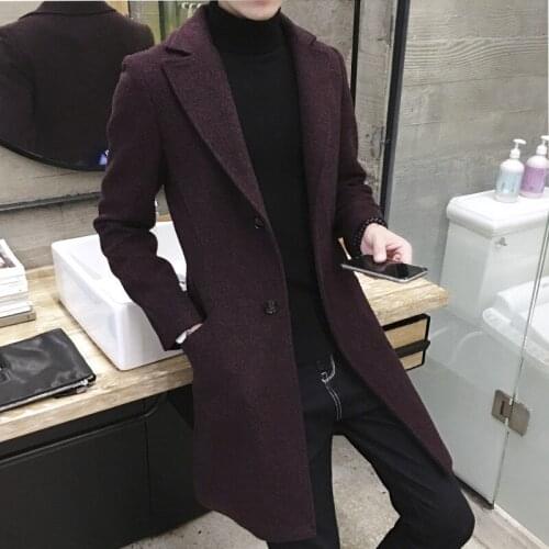 Men Coats Casual Long Top Mens Thick Wool Trench Fashion Warm Coat Lapel Spring Autumn Overcoat Plus Size 5XL Long Coat