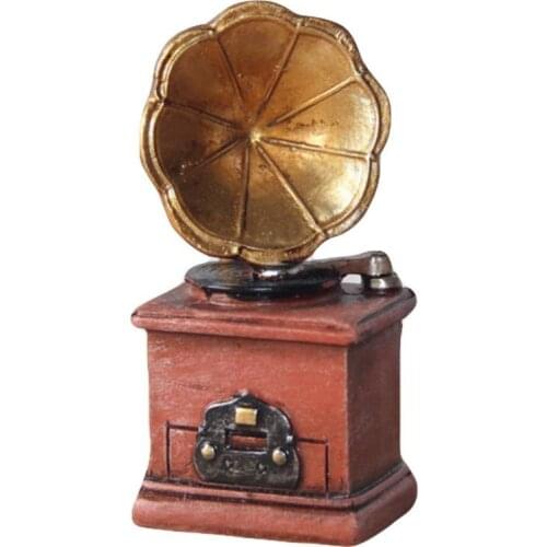 Retro Phonograph Typewriter Figurine Mini Sculpture Art Craft Table Decoration