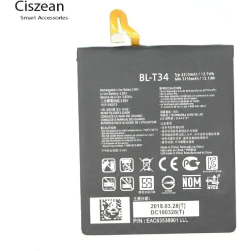 Ciszean 1x 3300mAh BL-T34 Replacement Battery for LG Sprint V30+ LS998 V30 Phone Internal Battery Batteries