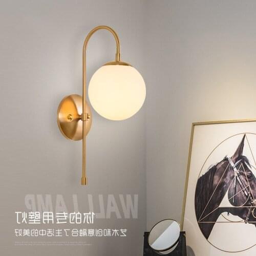 Modern Nordic Glass Meta Black/gold Ball Retro Vintage Wall Lamp E27 Loft For Cafe Bedroom Foyer hanging lamp