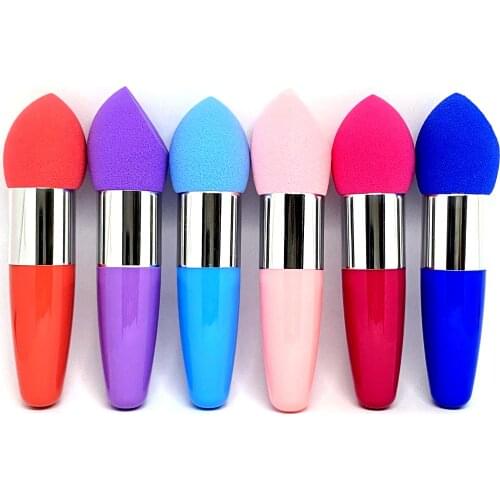 1 PCS Sponge Bevel Shape Handle Cosmetic Puff Makeup Foundation Concealer Beauty Pen Face Make Up Bullet Sponge Brush Tool
