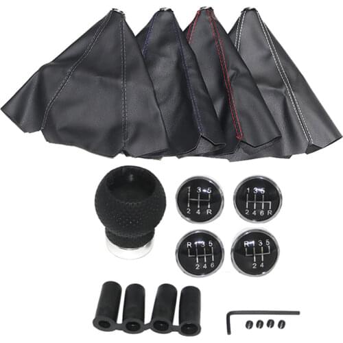 Universal Car accessries Car Gear Shift Knob Head 5 Speed Manual Shifter Lever Stick Red Black Stitche PU Leather