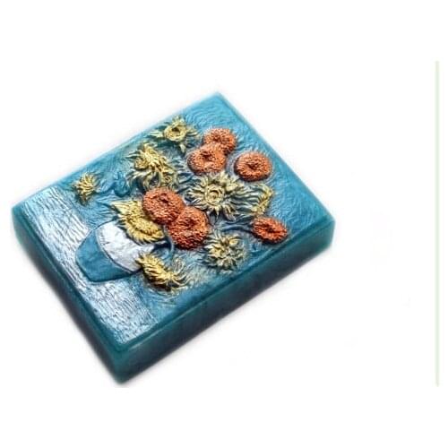 Van Goghs Sunflowers Handmade Soap Mold Silicone Soap Mold Diy Craft Molds Moulds Silicone Rubber PRZY Eco-friendly