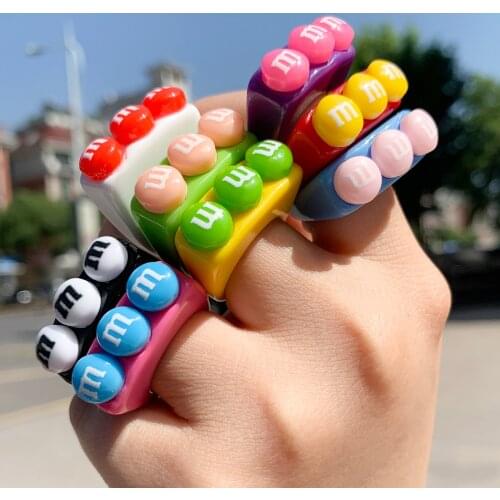 Vedawas Newest Fashion Colorful Letter Transparent Rings for Women Bohemian Cute Finger Charm Rings Summ Jewelry Dropshipping