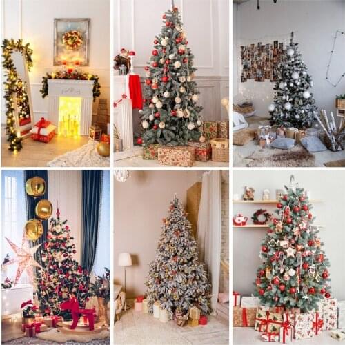 Vinyl Custom Fireplace Christmas Tree Photography Background Child Baby Portrait Backdrops For Photo Studio Props 21524JPW-04