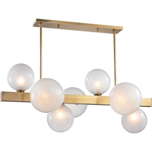 All copper Nordic glass sphere creative post-modern minimalist personality dining room bedroom room living room chandelier