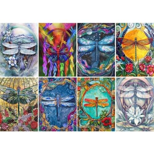 Yumeart 5D DIY Diamond Painting By Number Full Square Dragonfly Diamond Embroidery Cartoon Cross Stitch Handwork Art Home Decor