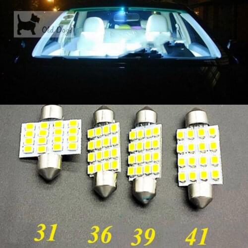 10Pcs Car styling Led Interior Festoon led Reading Light 16SMD 3528LED Bulb Auto Roof light 16SMD 3528 White 12V free shipping