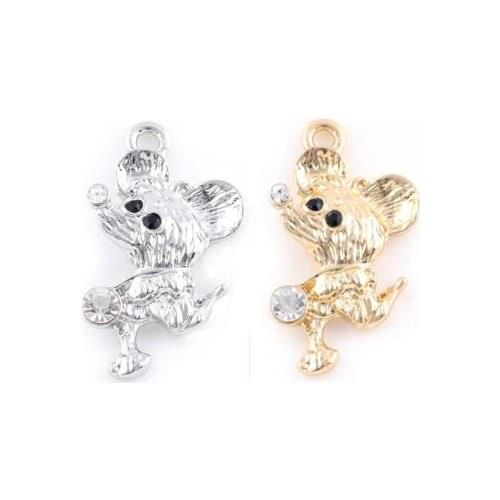17x30mm (Gold,Silver Color) 20PCS/lot Animal Mouse Pendant Hang Charm DIY Accessory Fit For Floating Locket Jewelrys