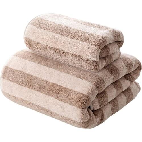 2pcs/set Stripe Bath Towel Beach Swimming Sports Towel Travel Beach Bath Towel Quick Dry Soft Hand Face Towel