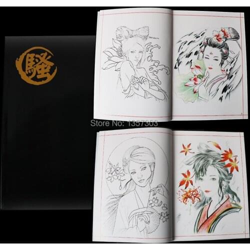 2018 Sao Tattoo Manuscript book Geisha Flower Beauty Flower Arm Small Semi-permanent Needle Tattoo Manuscript Book Album Pattern