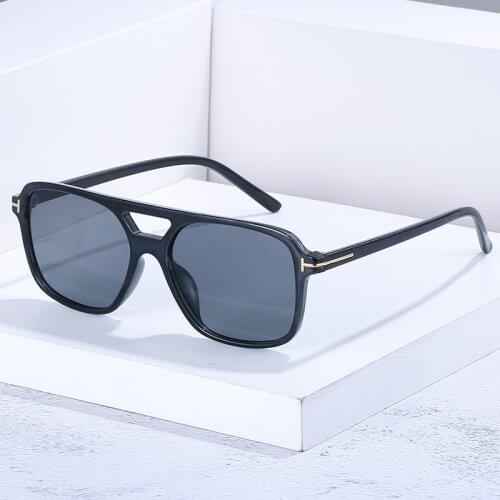 2021 Fashion oversized sunglasses women men Flat top Rectangle brand designer sun glassses tom oculos de sol masculino Eyewear