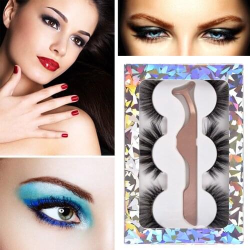 3 Pairs Natural Thick Faux Eyelashes Lashes Makeup Tools Eyelash Extension 3D Makeup Tools Eyelash Extension DIY Make Up Tools