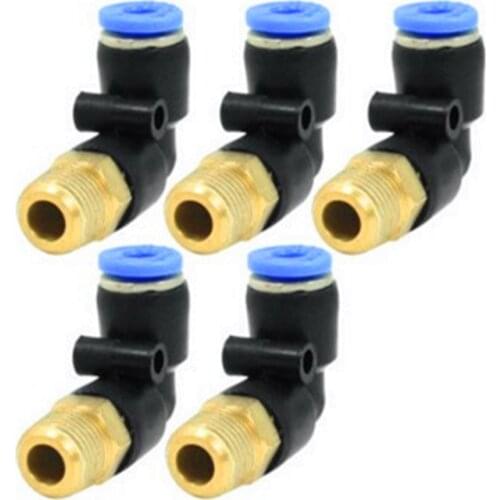 5 Pcs 4mm Push in Pneumatic Air Pipe Connectors Elbow Quick Fittings