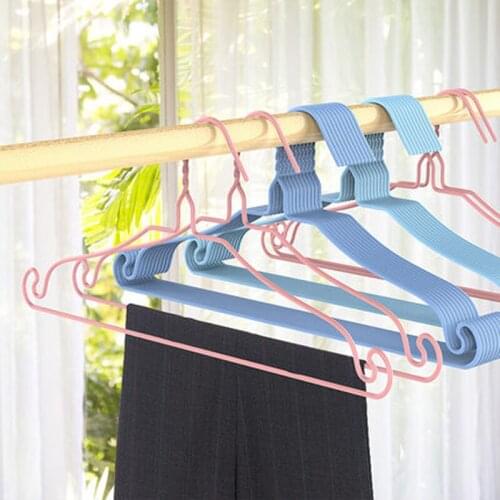 8pcs/lot Household Plastic Coating Hangers Clothes Hanger for Dry and Wet Wardrobe Space Saving Laundry Rack