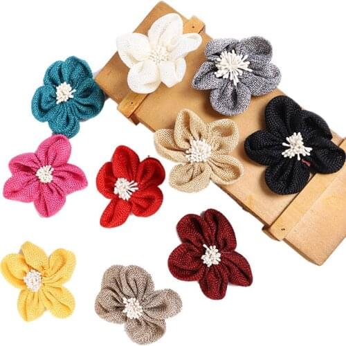 8cm/5pcs Handmade Jute Hessian Burlap Flowers Vintage Rustic Wedding Decoration Party Festival Sewing Clothing Cap Home Decor