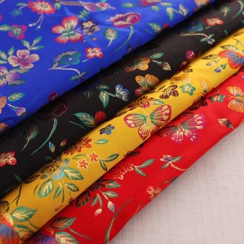 Satin fabric brocade jacquard fabrics flower pattern clothing material for sewing cheongsam and kimono