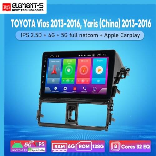 ELEMENT-5 10“ 2G+32G Android 10 4G WIFI RDS DSP Car Radio For TOYOTA Vios 2013-2016, Yaris (China) Navigation GPS HiFi
