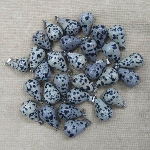 Free shipping 50pcs/lot wholesale high quality natural spot stone water drop shape pendants Charms fit Necklaces jewelry making