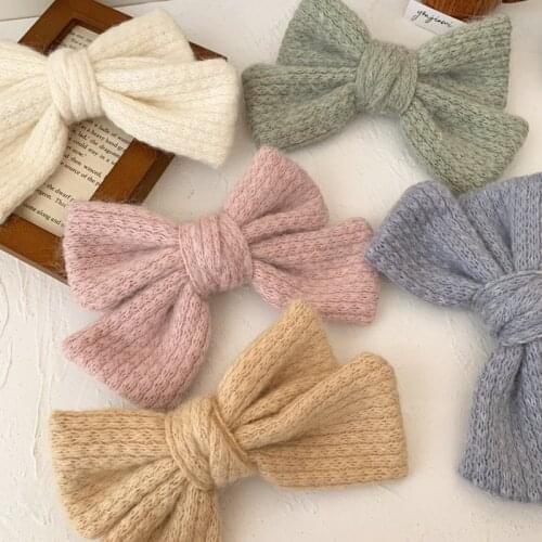 Cheer Bow Large Bows Hair Clips Barrettes Woolen Knot Hairpins Holder For Women Girls Fashion Soft Ins Hair Accessories Women