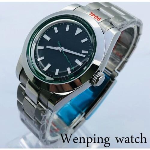 New No Logo 39mm Mens Top Luxury Mechanical Watch Dome Glass Black Dial Luminous NH35 Movement Waterproof Automatic Watch