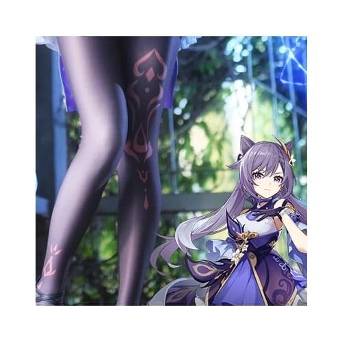 Anime Game Genshin Impact Keiqng Cute Stockings Panty-hose Men Women Student Cosplay Costume Over Knee Socks Xmas Gifts