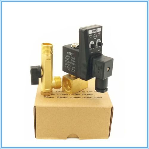 G1/2" Electronic Timed Drain Valve AC220V Mayitr Air Compressor Gas Tank Automatic 2-way Drain Valve 1.6Mpa