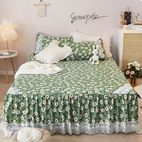 Princess Cotton Sheet Bed Lace Bed Skirt for Queen King Size Linen Bedding Cute Bed Sheets Comforter Bedding Sets Home Textiles