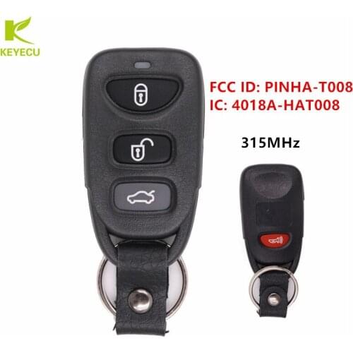 KEYECU 3+1 Buttons 315MHz Replacement keyless Remote Control Car Key Fob for Hyundai Genesis Coupe 2010-2012 FCC ID: PINHA-T008